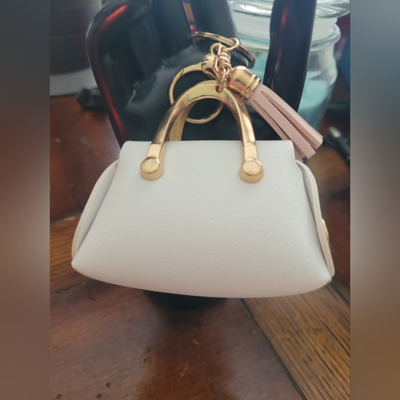 White and Gold Mini Bag with Structured Design - Picture 2 of 4